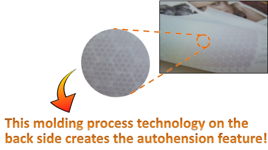 This molding process technology on the back side creates the autohension feature!